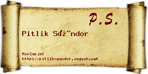 Pitlik Sándor névjegykártya