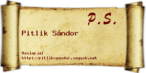 Pitlik Sándor névjegykártya